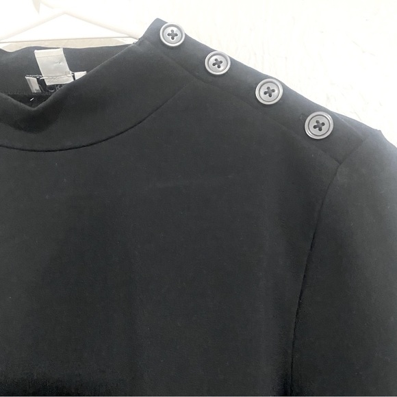 J.Crew Women’ Mock Neck Body Suit Button Shoulder Size Small Color Black - Picture 2 of 7